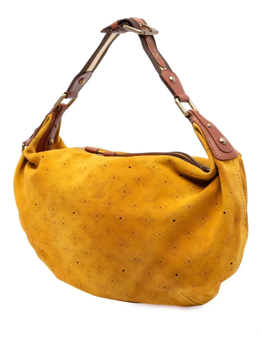 Louis Vuitton Dark Brown Suede Monogram Hobo Bag Vintage